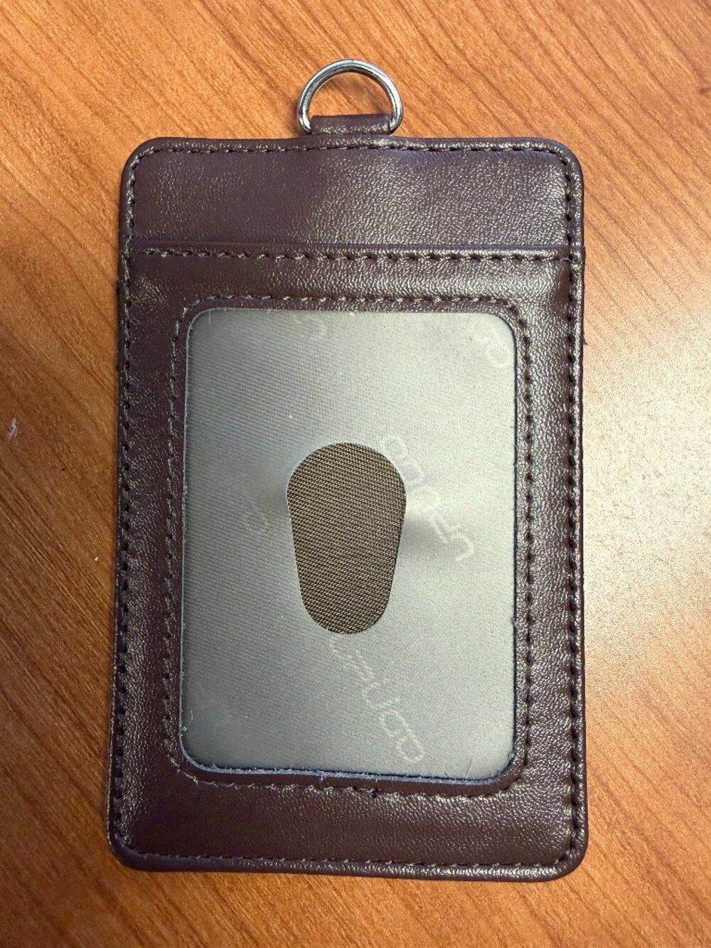 Leather slim vertical ID badge holder - New